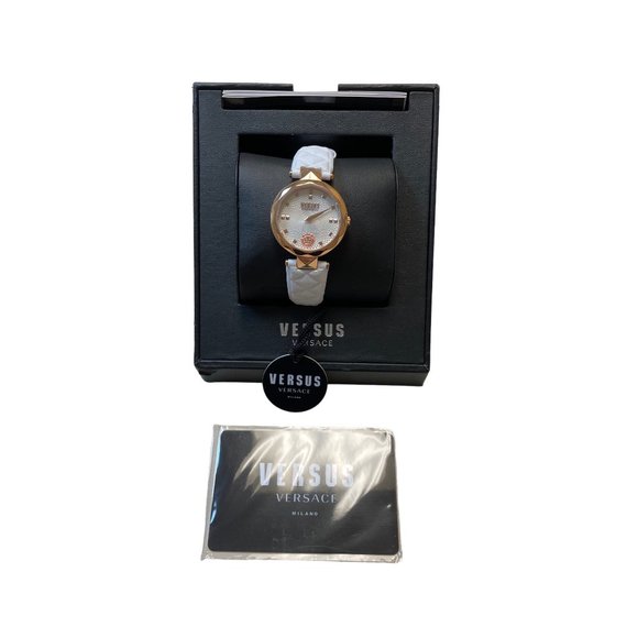 Versus Versace Women\'s Rose Goldtone Stainless Steel & Leather Strap Watch